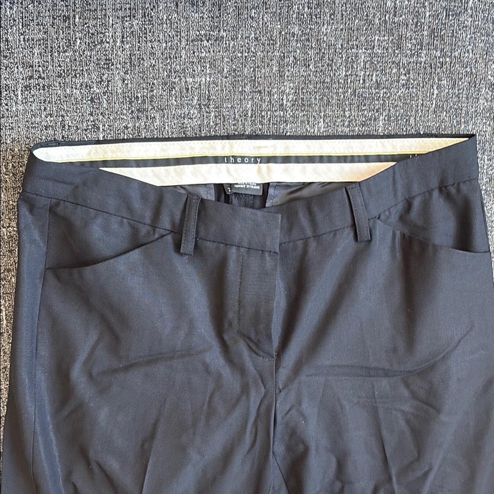 Theory Black Tailored Wool Trousers Size 2